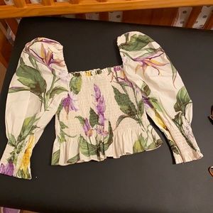 Zara flowers rouched top